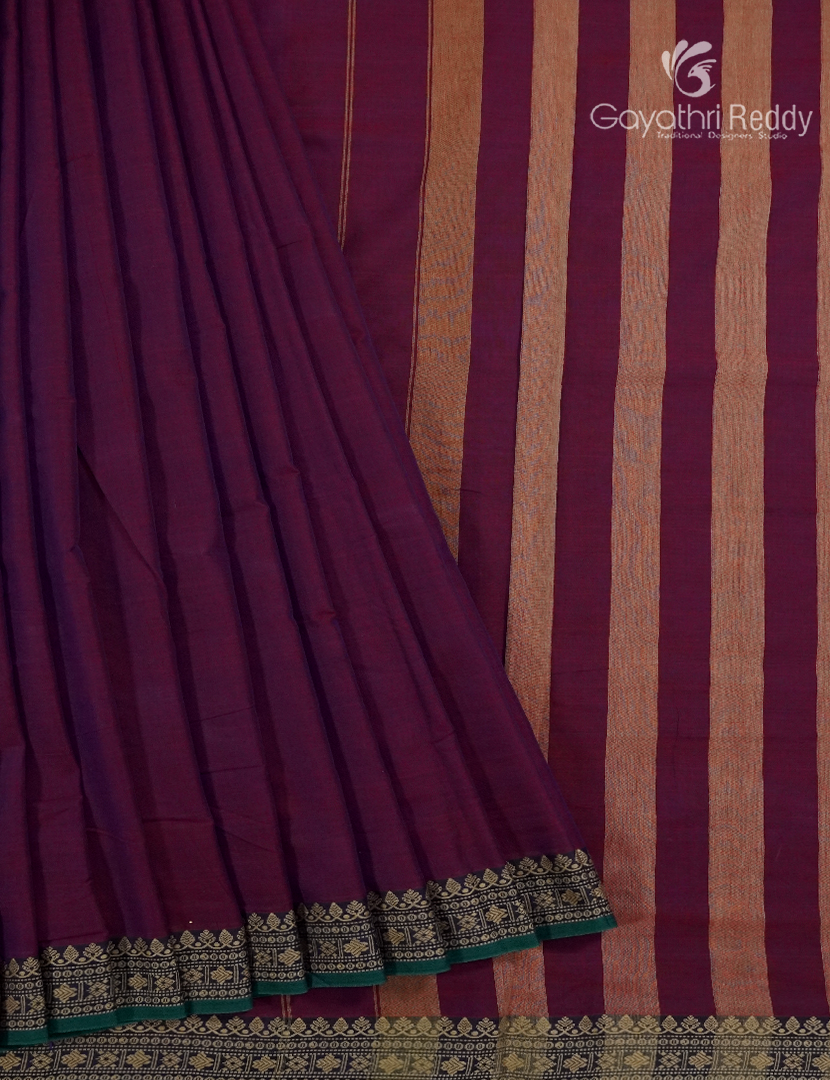 Pure Narayanpet Cotton Saree in Deep Magenta