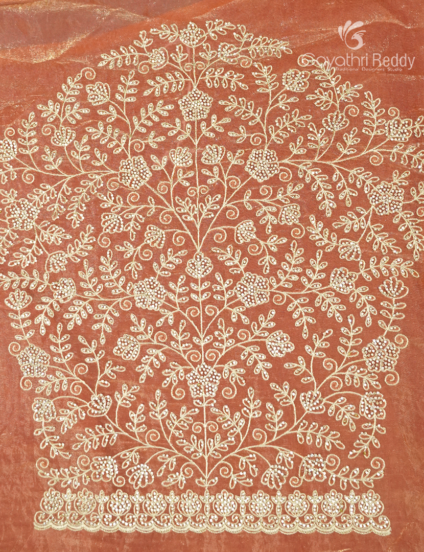 Tissue Fancy Saree in Pastel Peach