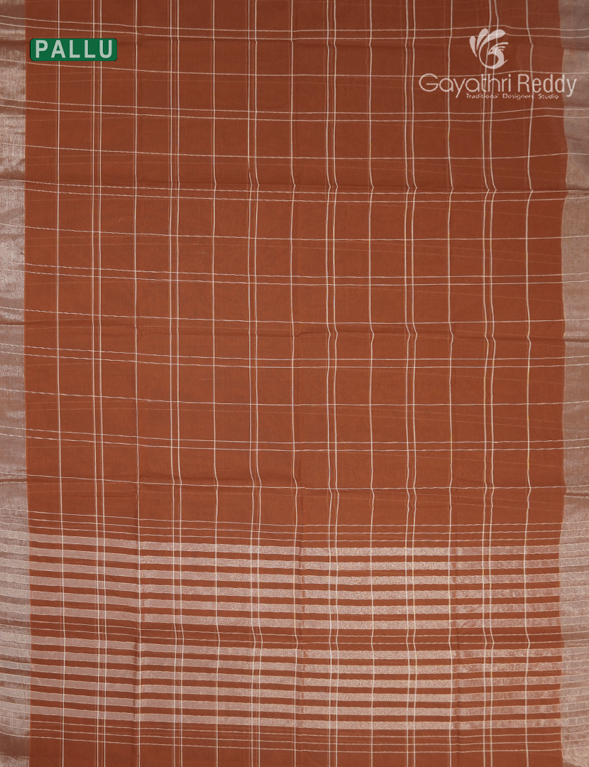 Pure Kanchi Cotton Saree in Rust Orange