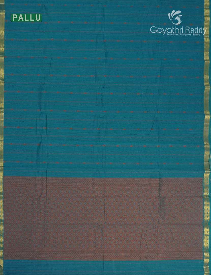 Pure Kanchi Cotton Saree in Rama Blue