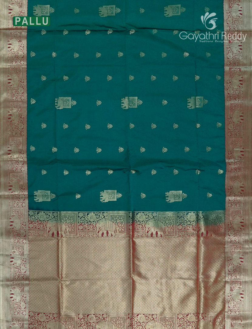 Soft Silk Saree in Deep Rama Green and Burgundy