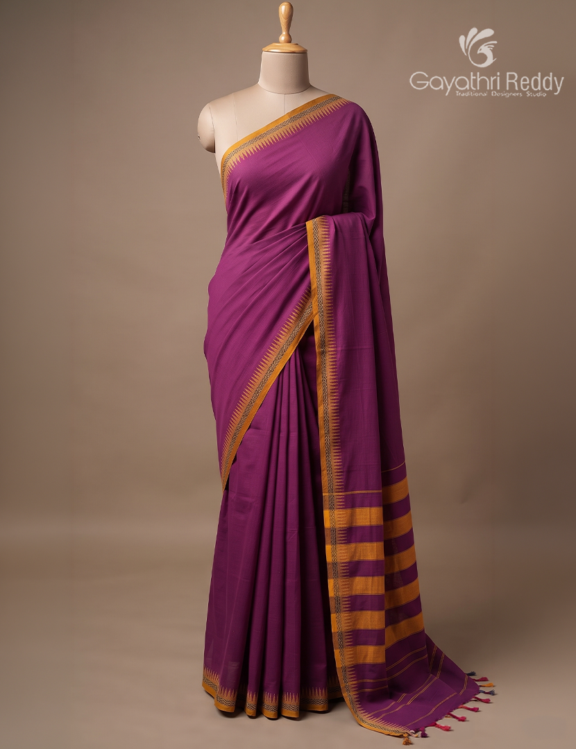Pure Narayanpet Cotton Saree in Magenta