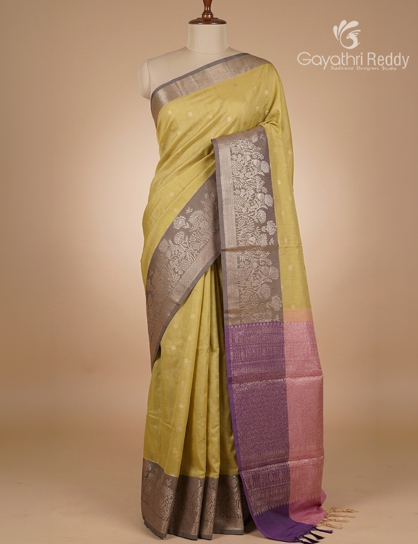 Kanchipuram Sico Saree in Mustard