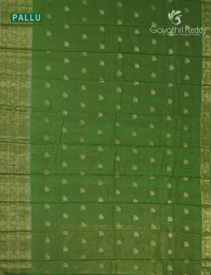 Semi Mysore Crepe Saree in Parrot Green