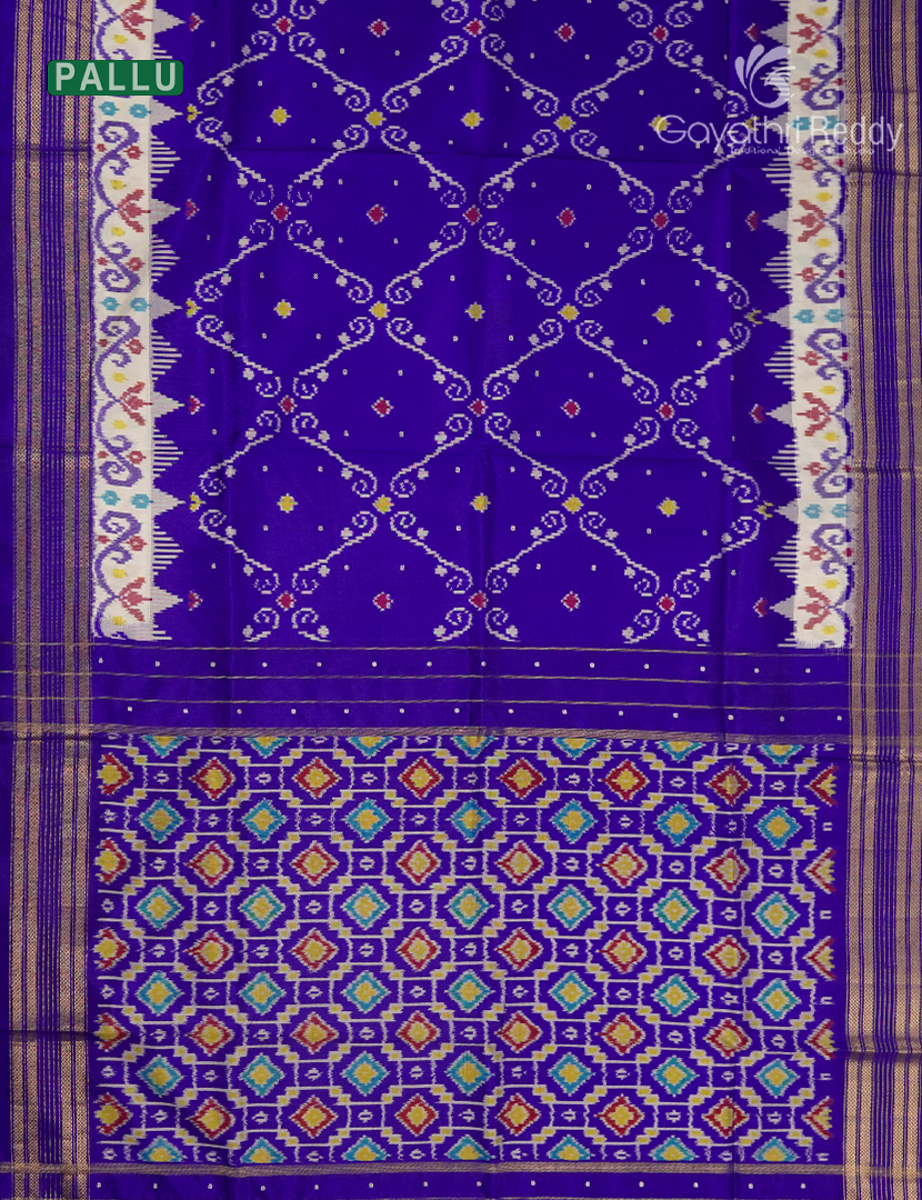 Pure Ikat Silk Saree in Blue