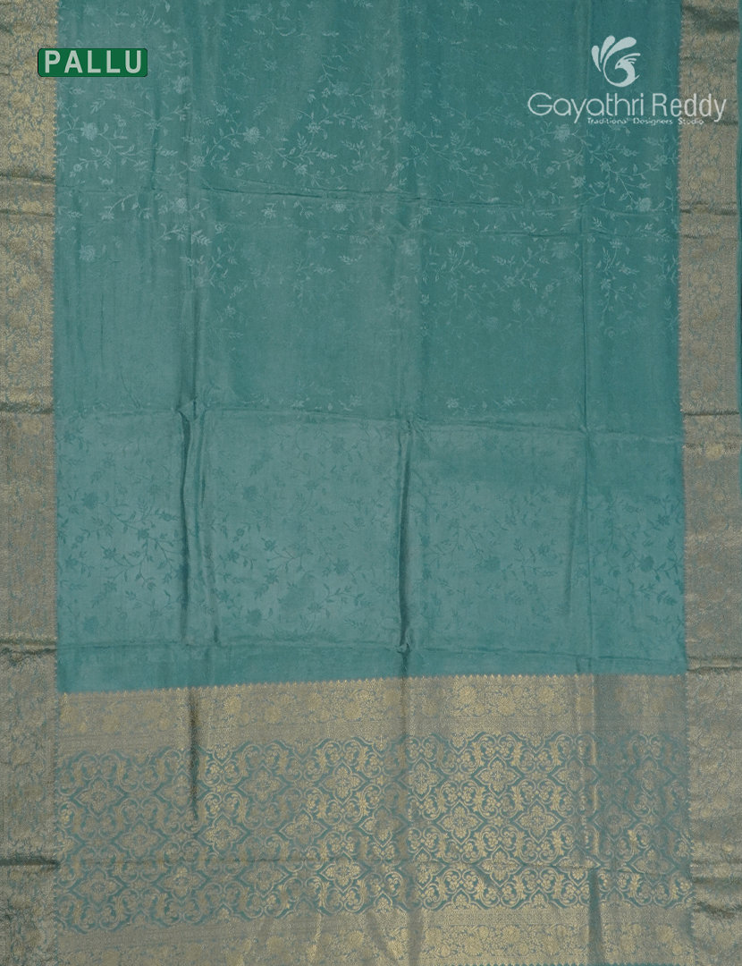 Semi Mysore Crepe Saree in Pastel Teal Blue