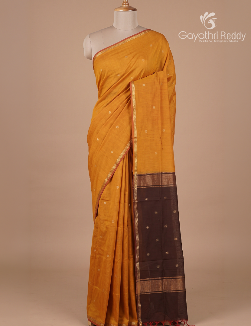 Sico Saree in Turmeric and Deep Brown