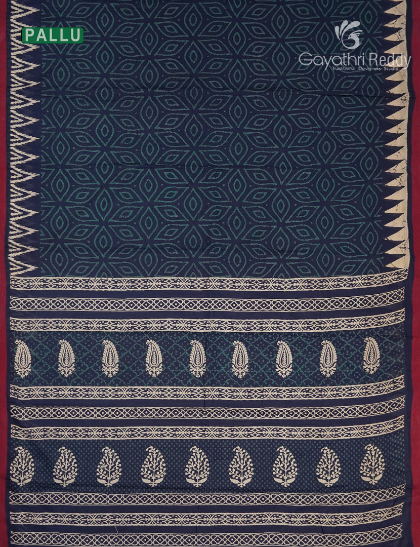 Vidharbha Cotton Saree in Indigo Blue