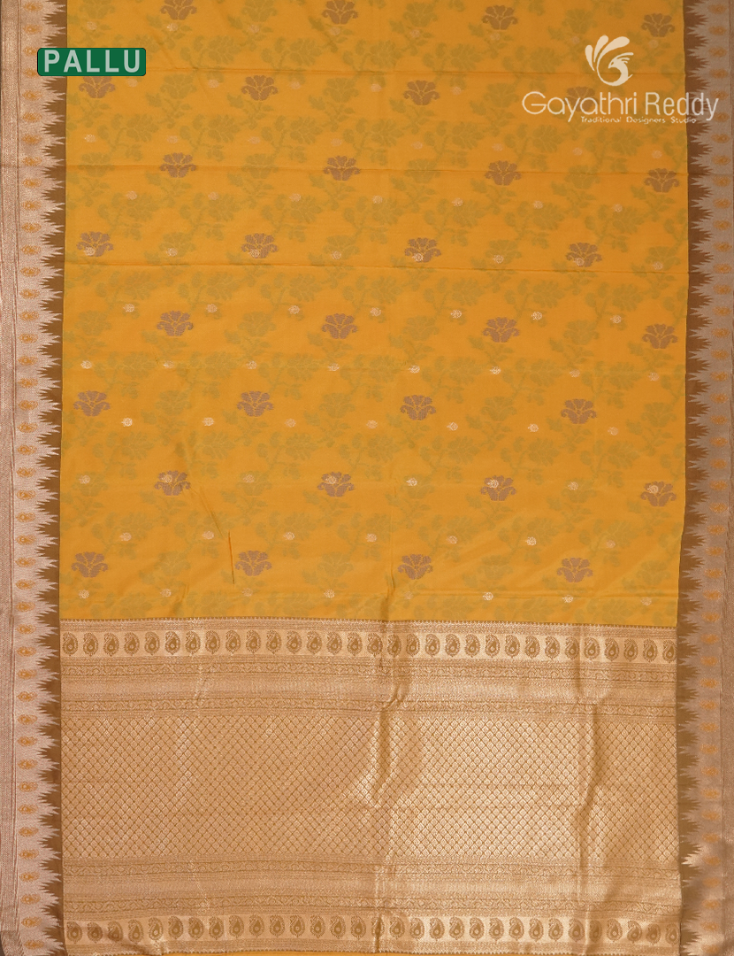 Semi Kanchipuram Art Silk Saree in Mustard