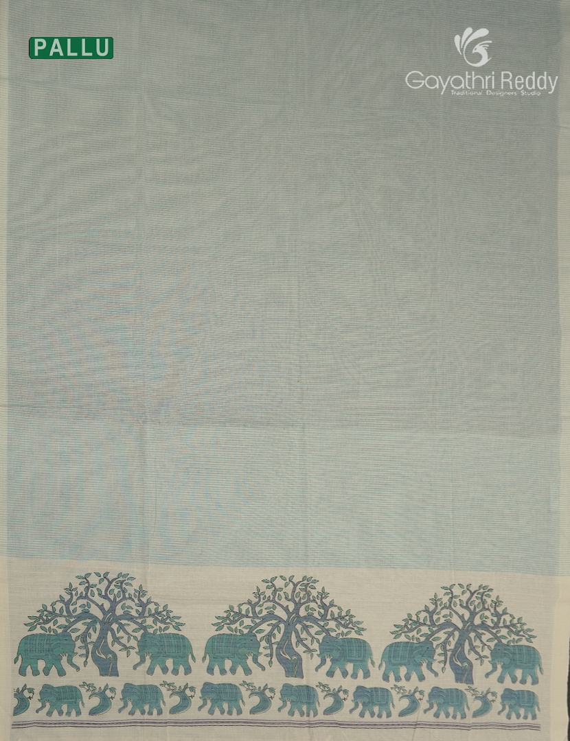 Pure Kanchi Cotton Printed Saree in Teal Blue