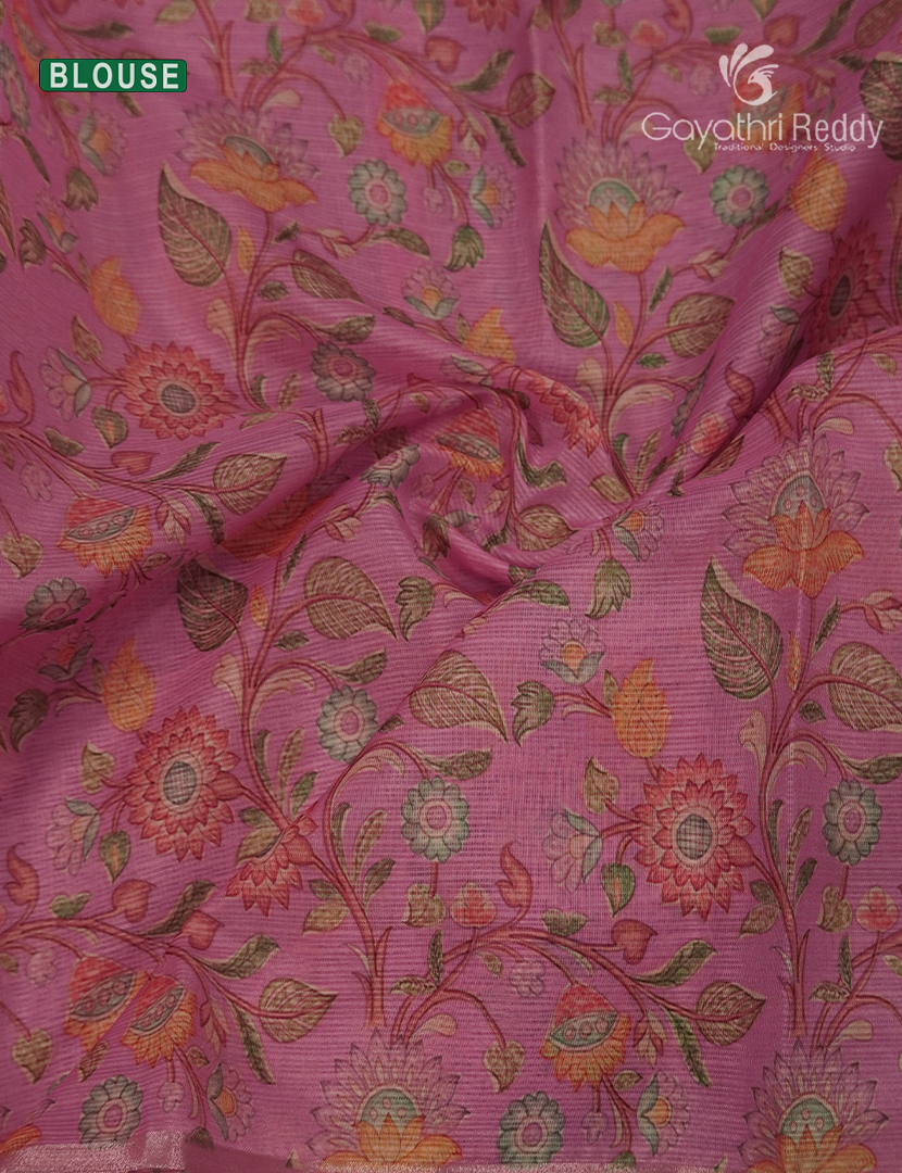 Silk Kota Saree in Orange and Peach Pink
