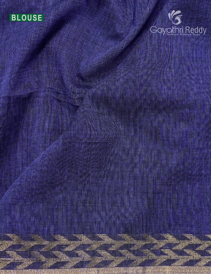 Jamdani Cotton Saree in Dry Mehendi and Denim Blue