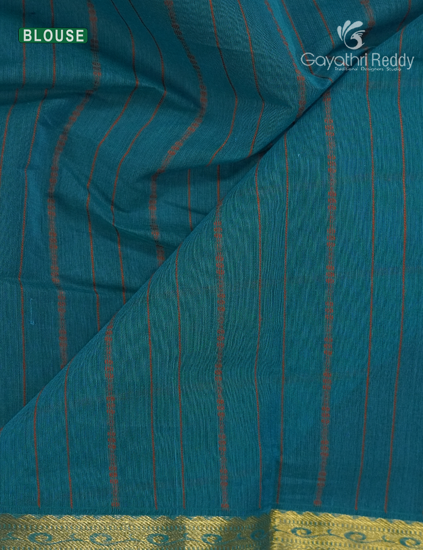 Pure Kanchi Cotton Saree in Rama Blue