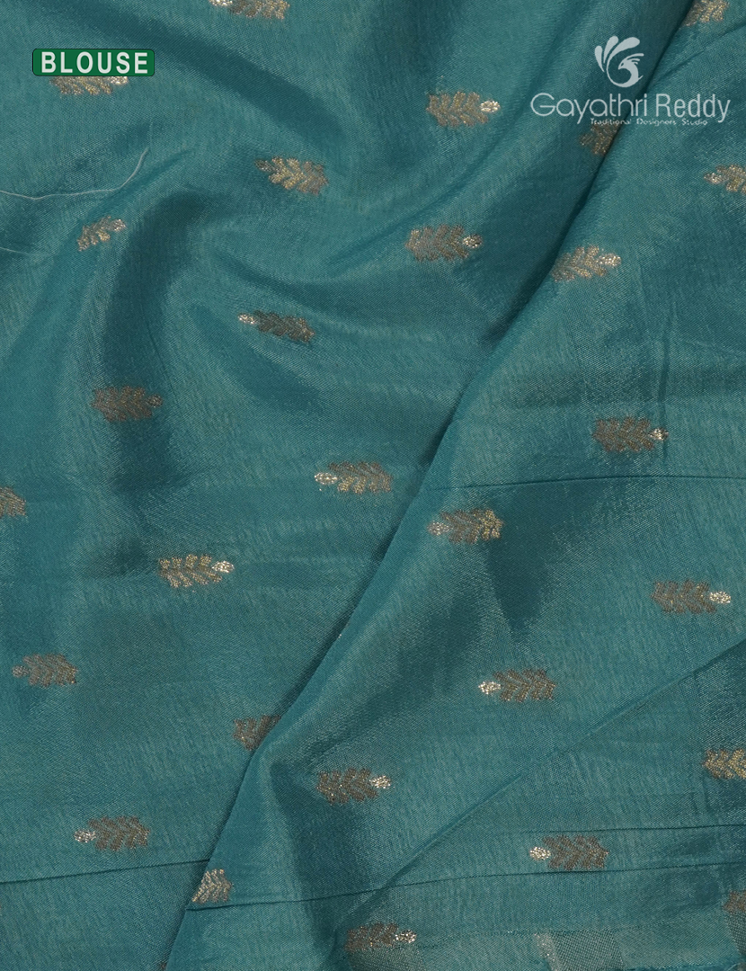 Semi Mysore Crepe Saree in Pastel Teal Blue