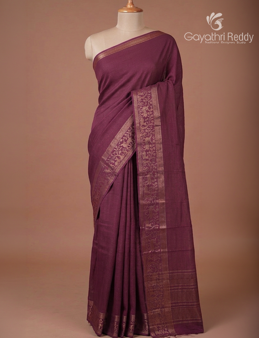 Semi Mysore Crepe Saree in Burgundy