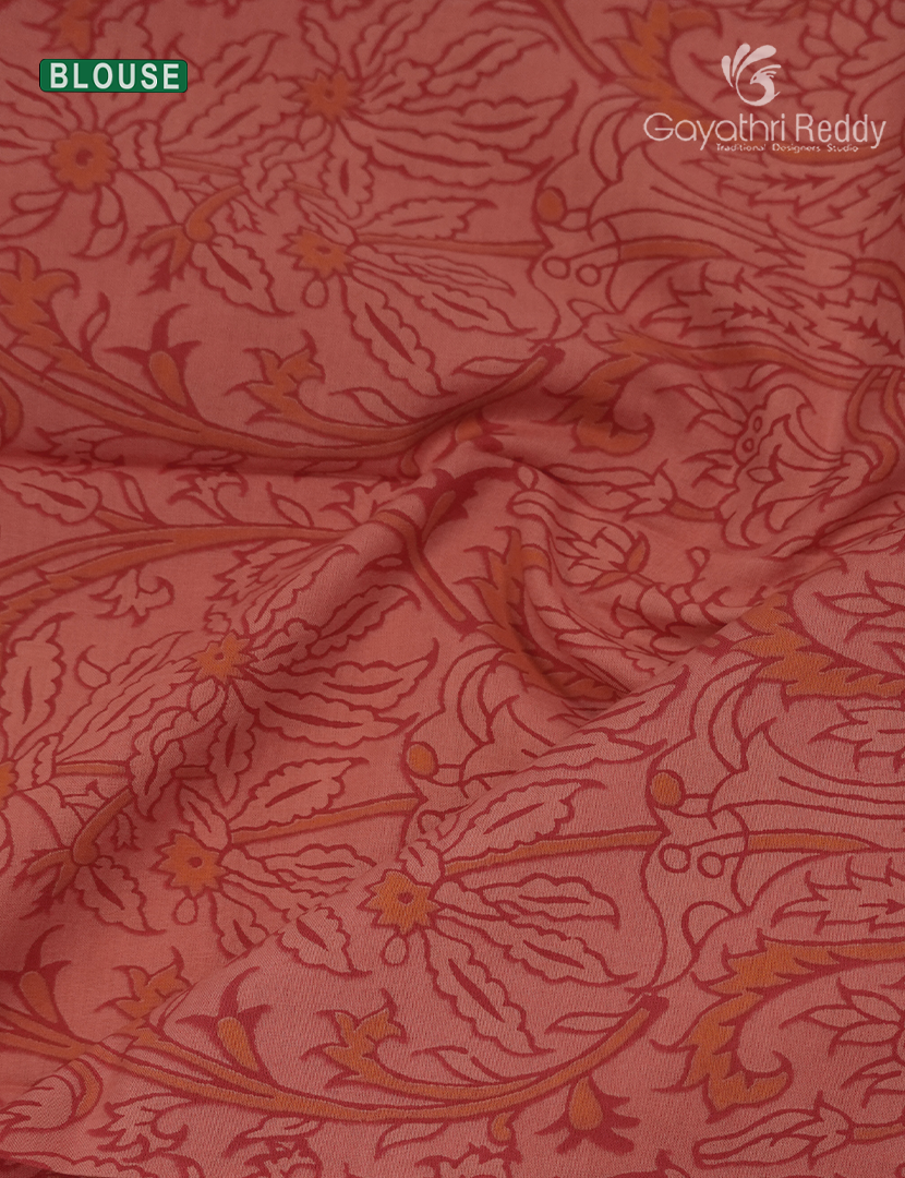 Premium Quality Cotton Kota Saree in Light Peach and Maroon