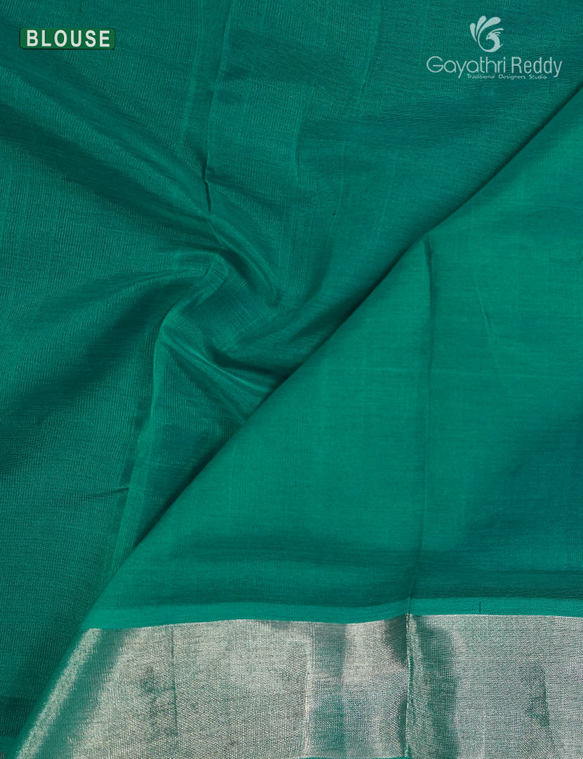Pure Arani Sico Saree in Deep Violet and Sea Green