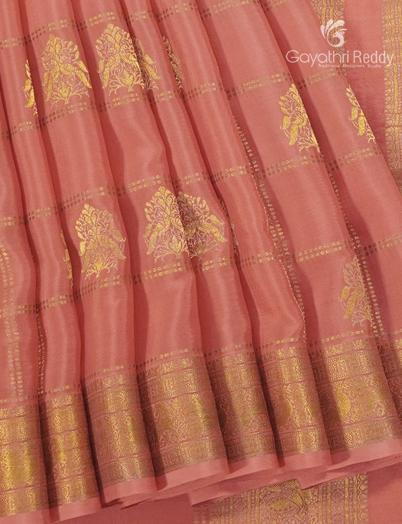 Pure Mysore Silk Saree in Peach
