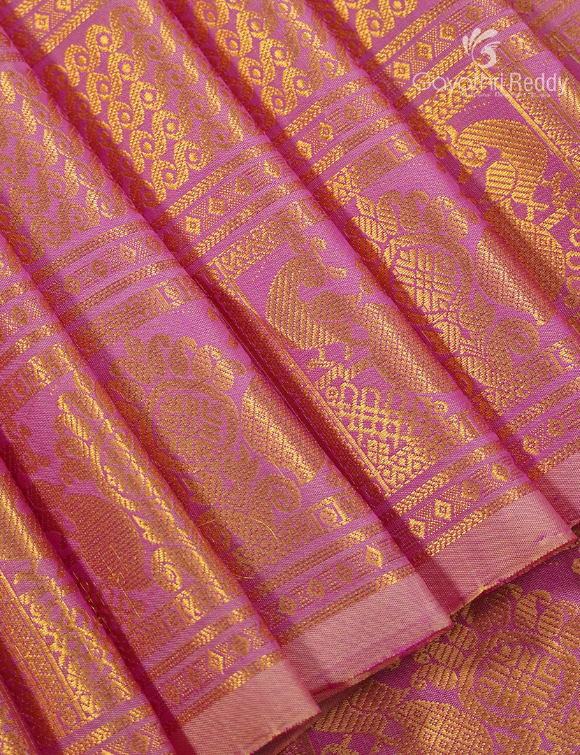 Pure Gadwal Silk Saree in Rose Pink and Baby Pink