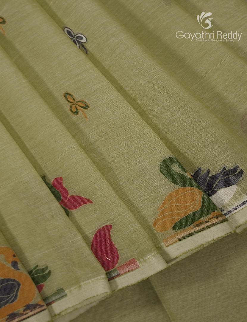 Jamdani Cotton Saree in Light Green