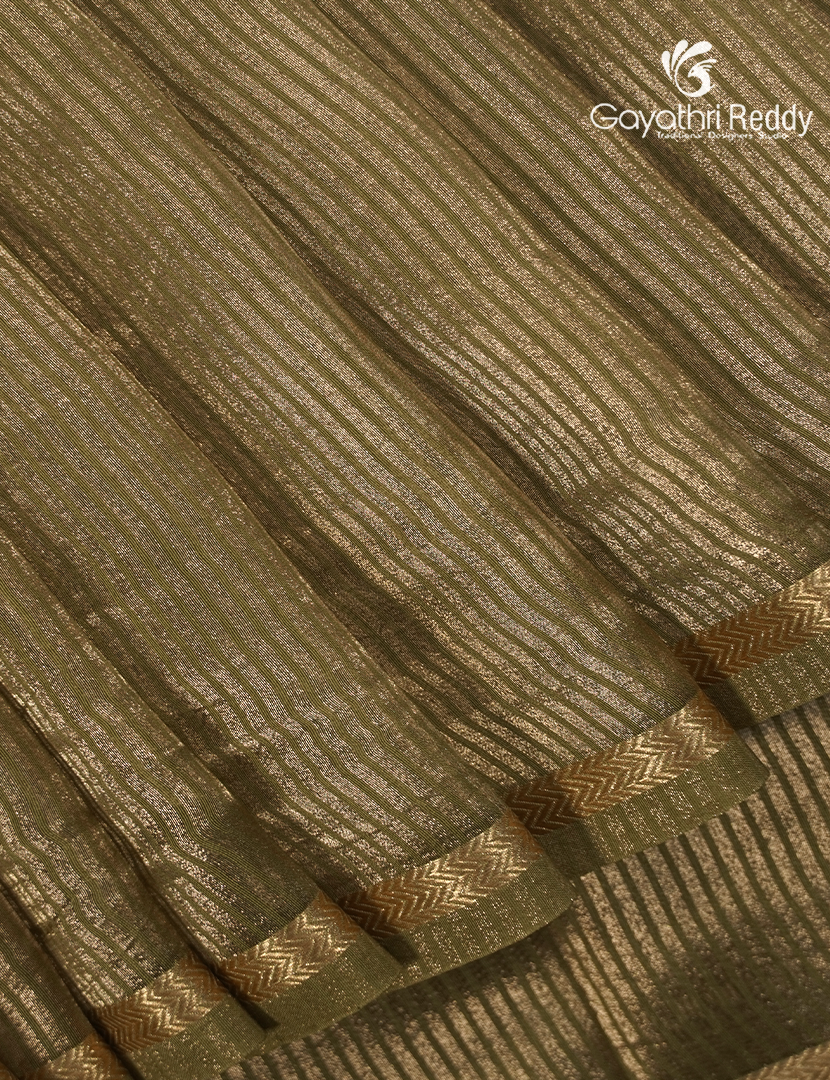 Pure Tissue Saree in Deep Mehendi Green