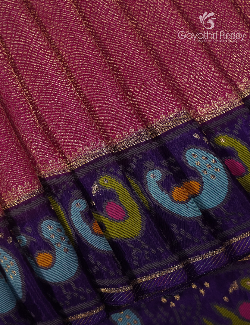 Semi Mysore Silk Saree in Rose Pink and Navy Blue