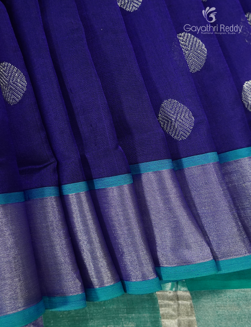 Pure Arani Sico Saree in Deep Violet and Sea Green