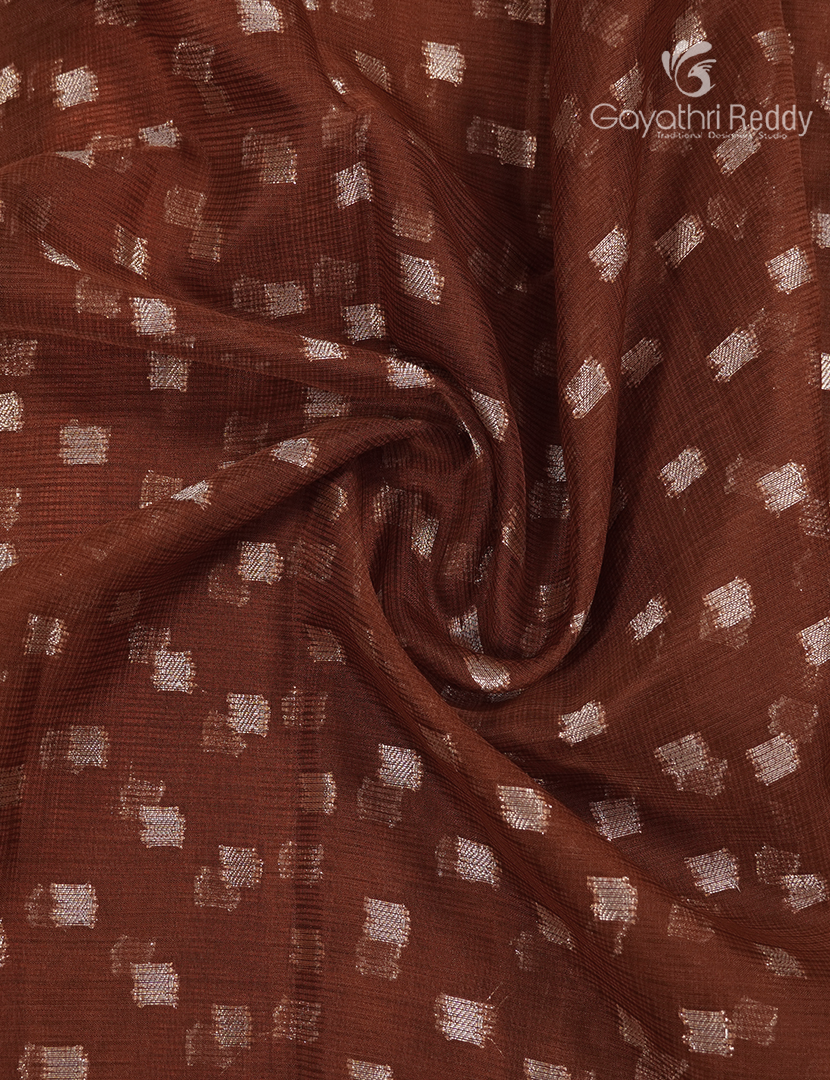 Banaras Kota Lehanga Set in Brown and Orange