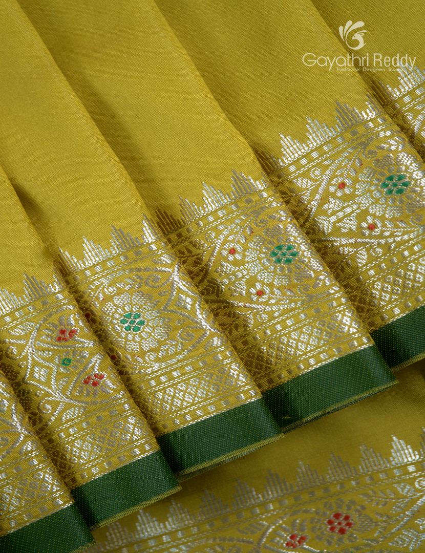 Semi Banaras Katan Silk Saree in Yellow