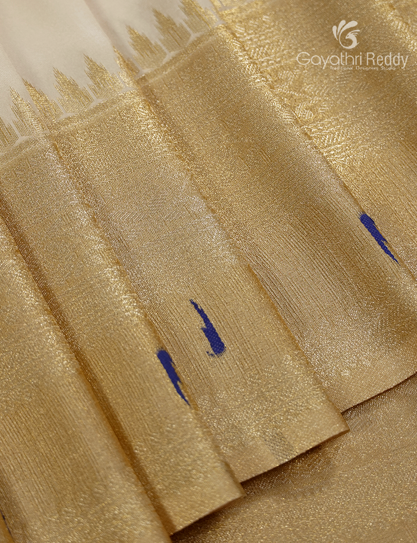 Semi Kanchipuram Art Silk Saree in Off- White