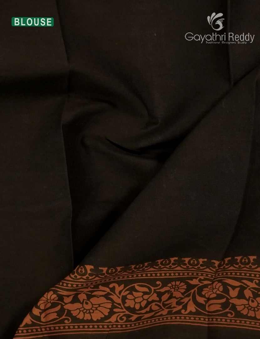 Pure MulMul Cotton Saree in Mustard , Brown and Black