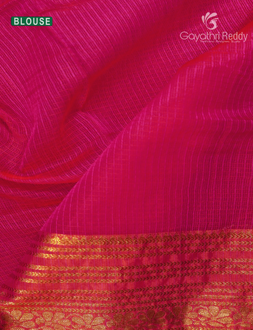 Pure Silk Kota Saree in Rani Pink