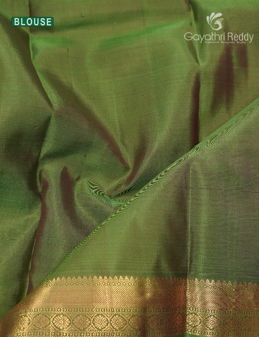 Pure Kanchipuram Silk Saree in Deep Maroon and Green