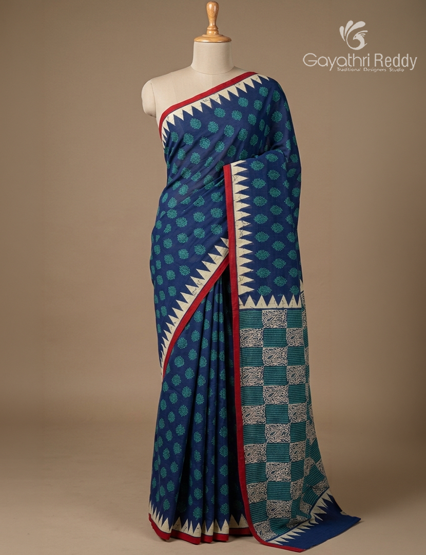 Vidharbha Cotton Saree in Indigo Blue
