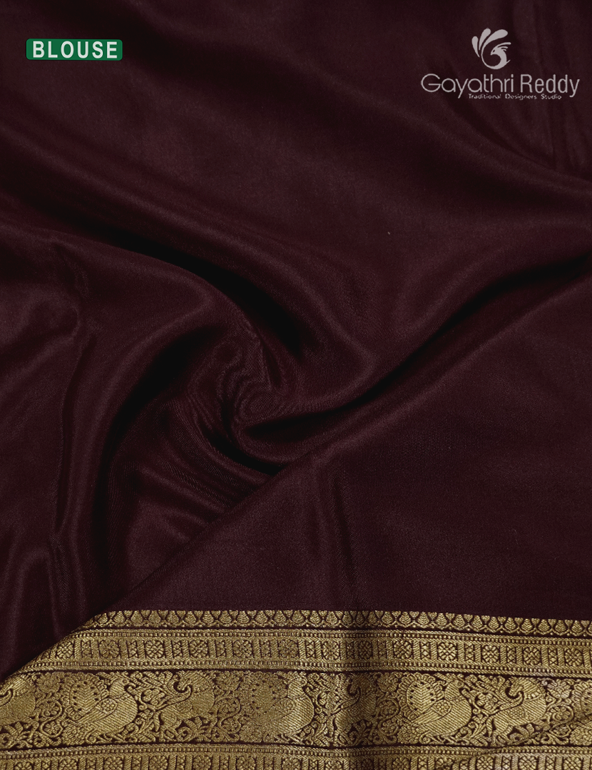 Pure Mysore Silk Saree in Brown