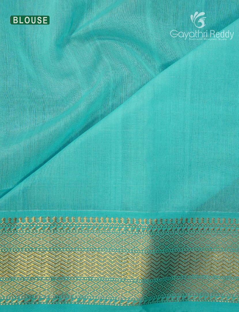 Pure Chanderi Sico Saree in Pista Green and Sea Blue