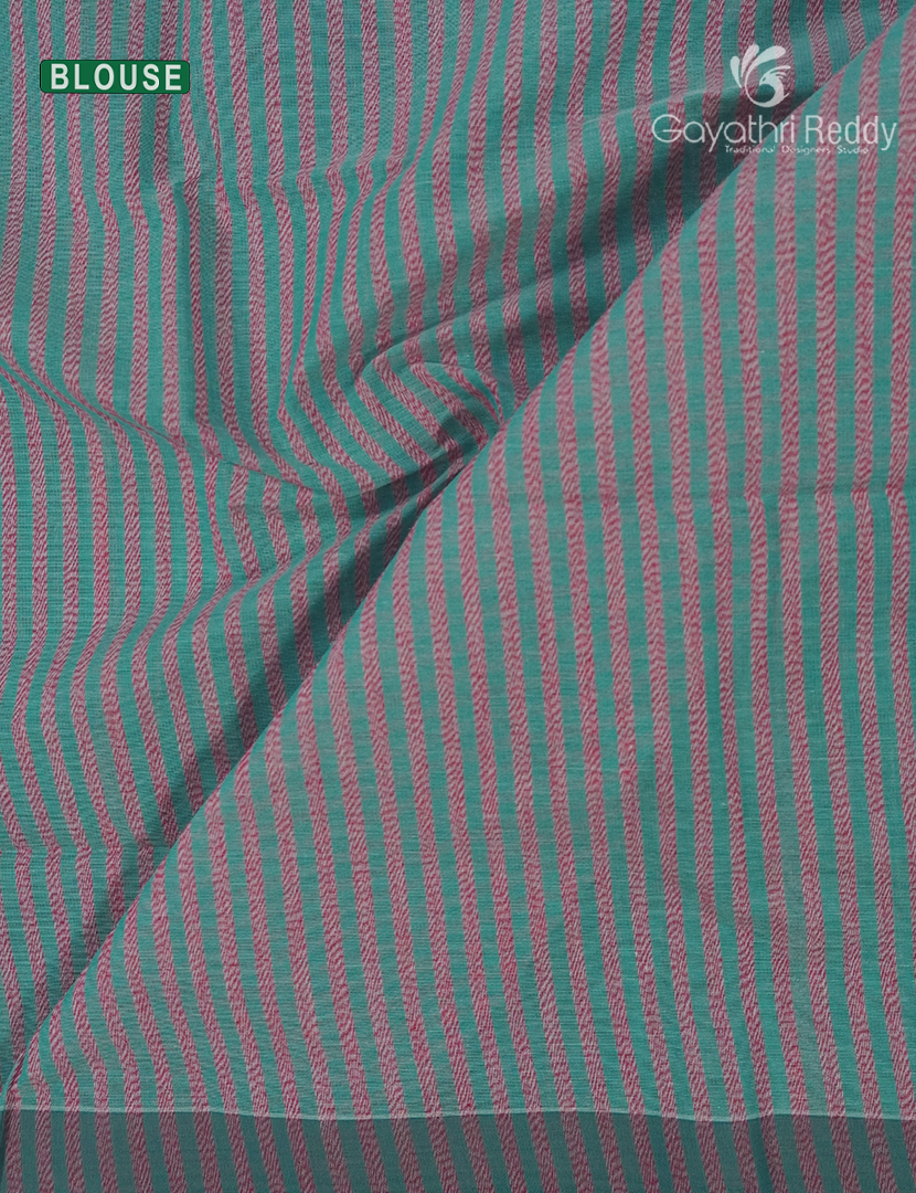Pure Handloom Cotton Saree in Teal Blue