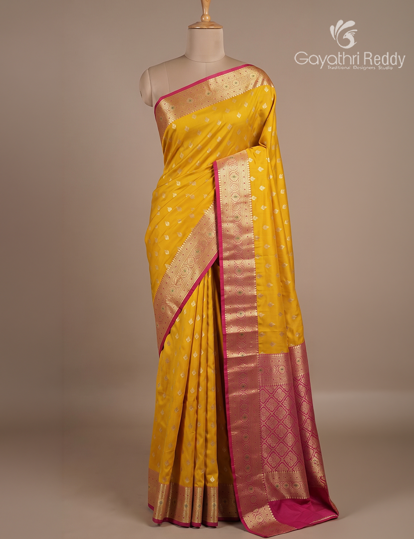 Semi Banaras Katan Silk Saree in Mustard