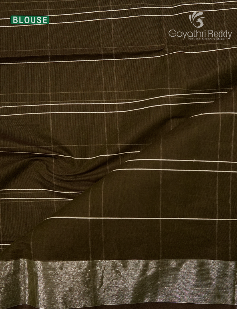 Pure Kanchi Cotton Saree in Deep Olive Green