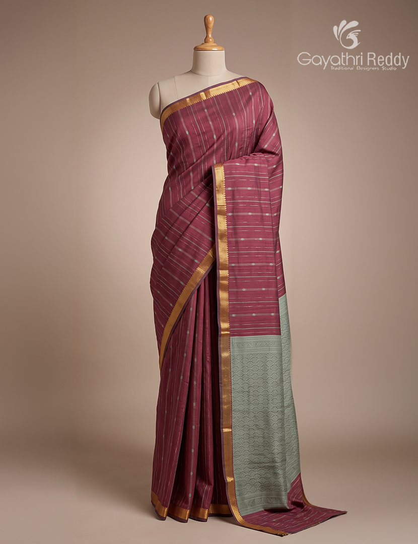Pure Kanchi Cotton Saree in Magenta