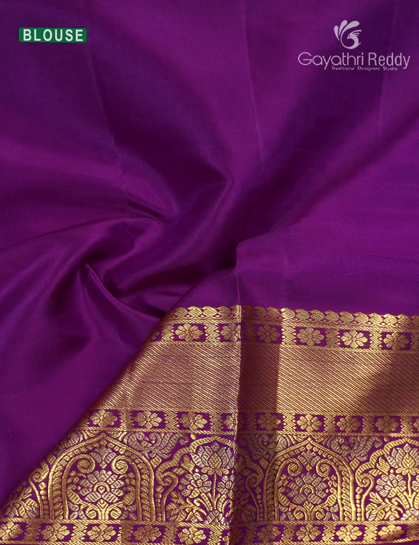 Pure Kanchipuram Bridal Silk Saree in Purple ( Brocade)