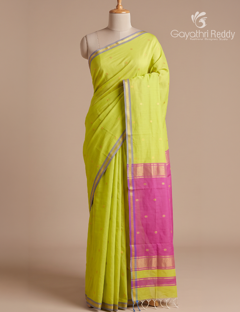 Sico Saree in Lime Green and Rose Pink