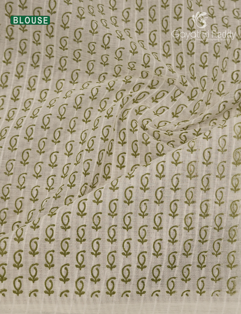 Pure Kanchi Cotton Printed Saree in Ivory