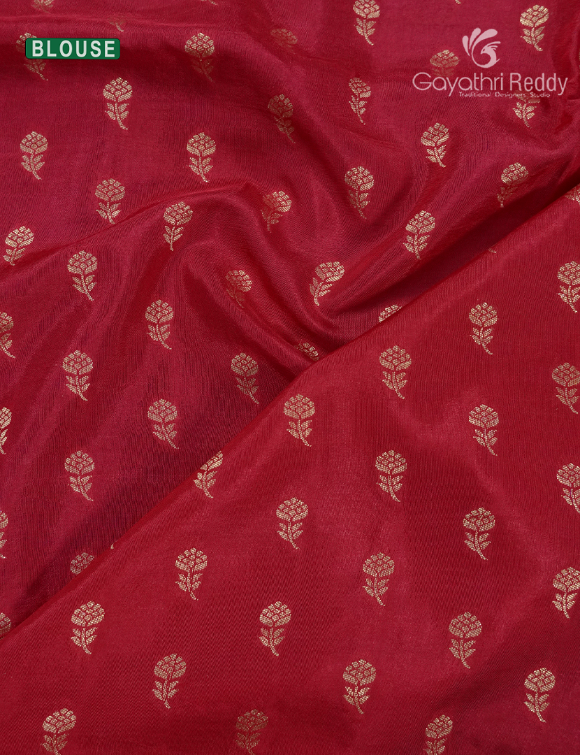 Semi Mysore Crepe Saree in Deep Violet and Red