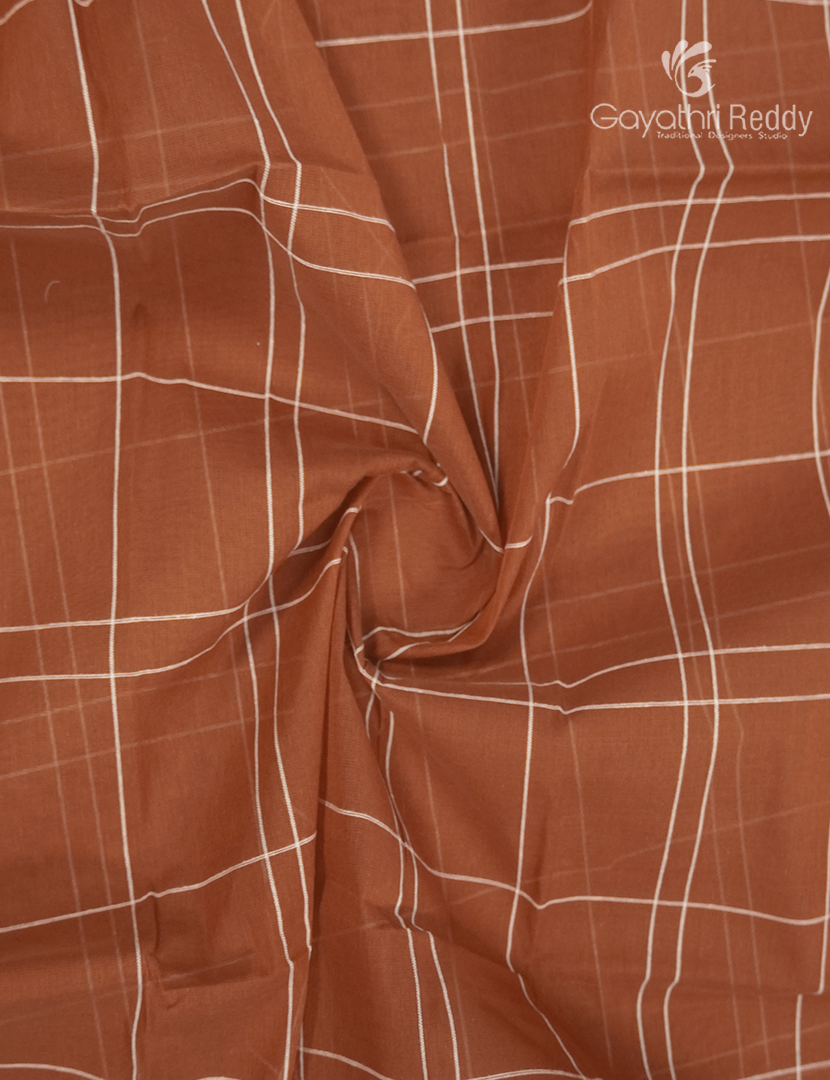 Pure Kanchi Cotton Saree in Rust Orange
