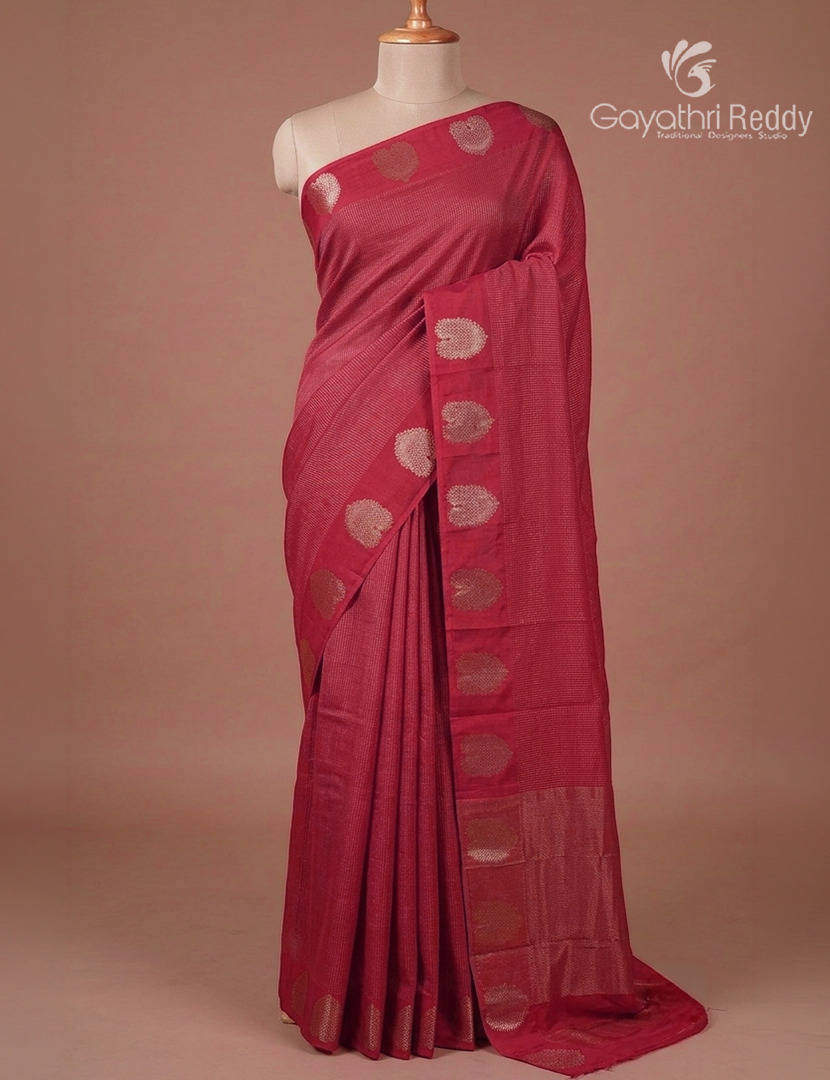 Semi Mysore Crepe Saree in Rani Pink