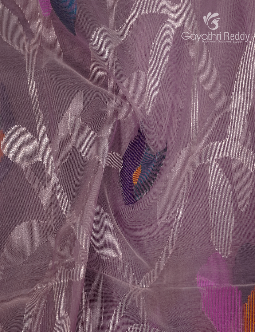 Pure Jamdani Kora Saree in Pastel Onion Pink