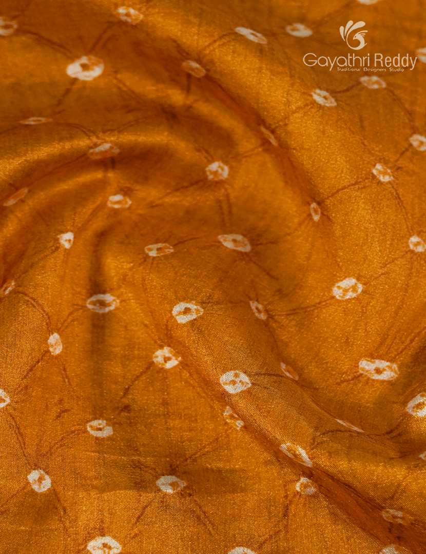 Semi Tussar Silk Saree in Turmeric Yellow and Red