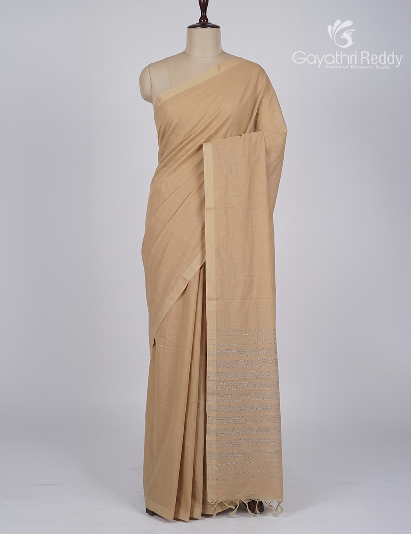 Pure Handloom Cotton Saree in Pastel Peach