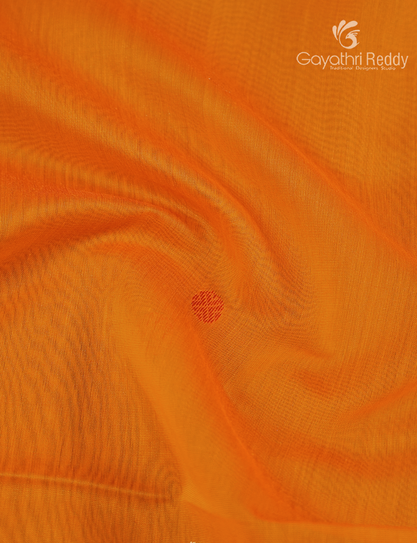 Pure Chanderi Sico Saree in Bright Orange and Red